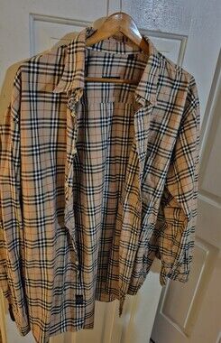 Burberry London Classic Check Cotton Shirt Size XL Made in USA